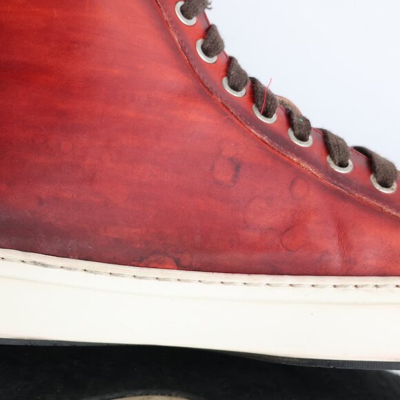 Magnanni Brando Men's Size US 9 M High Top Lace Up Sneakers Brown Red Leather - Picture 11 of 14